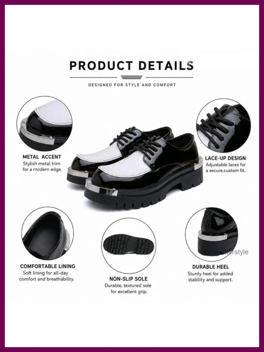 Men's Patent Leather Platform Oxfords Lug Sole Lace Up Dress Shoes